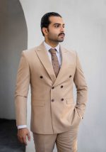 کت و شلوار دبل برست کرم