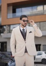 کت و شلوار مردانه دبل فیس کرم