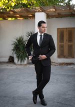 کت و شلوار دو دکمه یقه انگلیسی مشکی