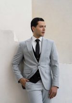 کت و شلوار دبل فیس طوسی