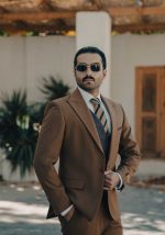 کت و شلوار دبل فیس قهوه ای